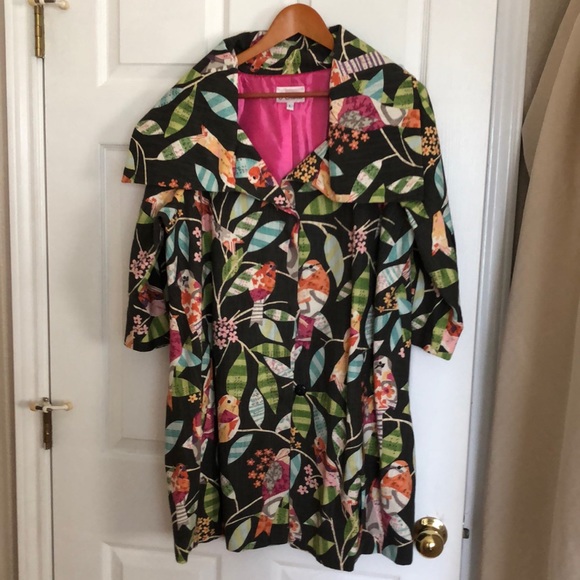 Linen bird jacket by 3 Sisters. Large - Picture 1 of 4